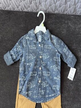 Carter's baby airplane-print shirt and pants set
